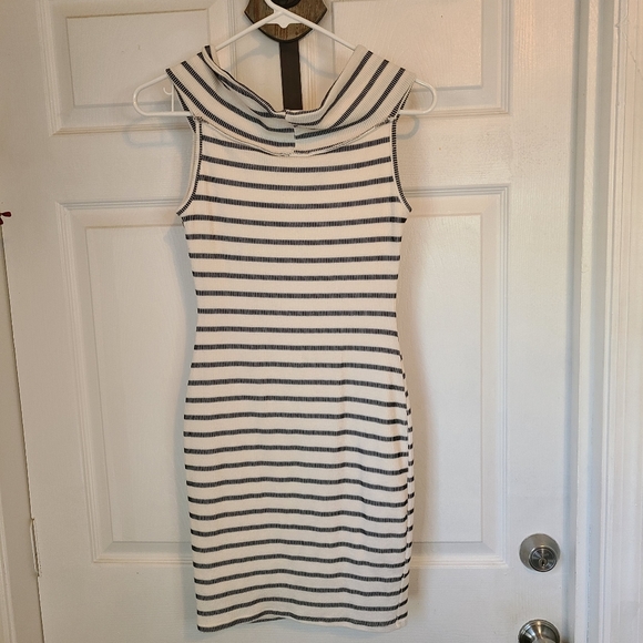 (1171) Hottie World Woman's Sleeveless Midi Dress, Small Color: Black/White - Picture 7 of 10